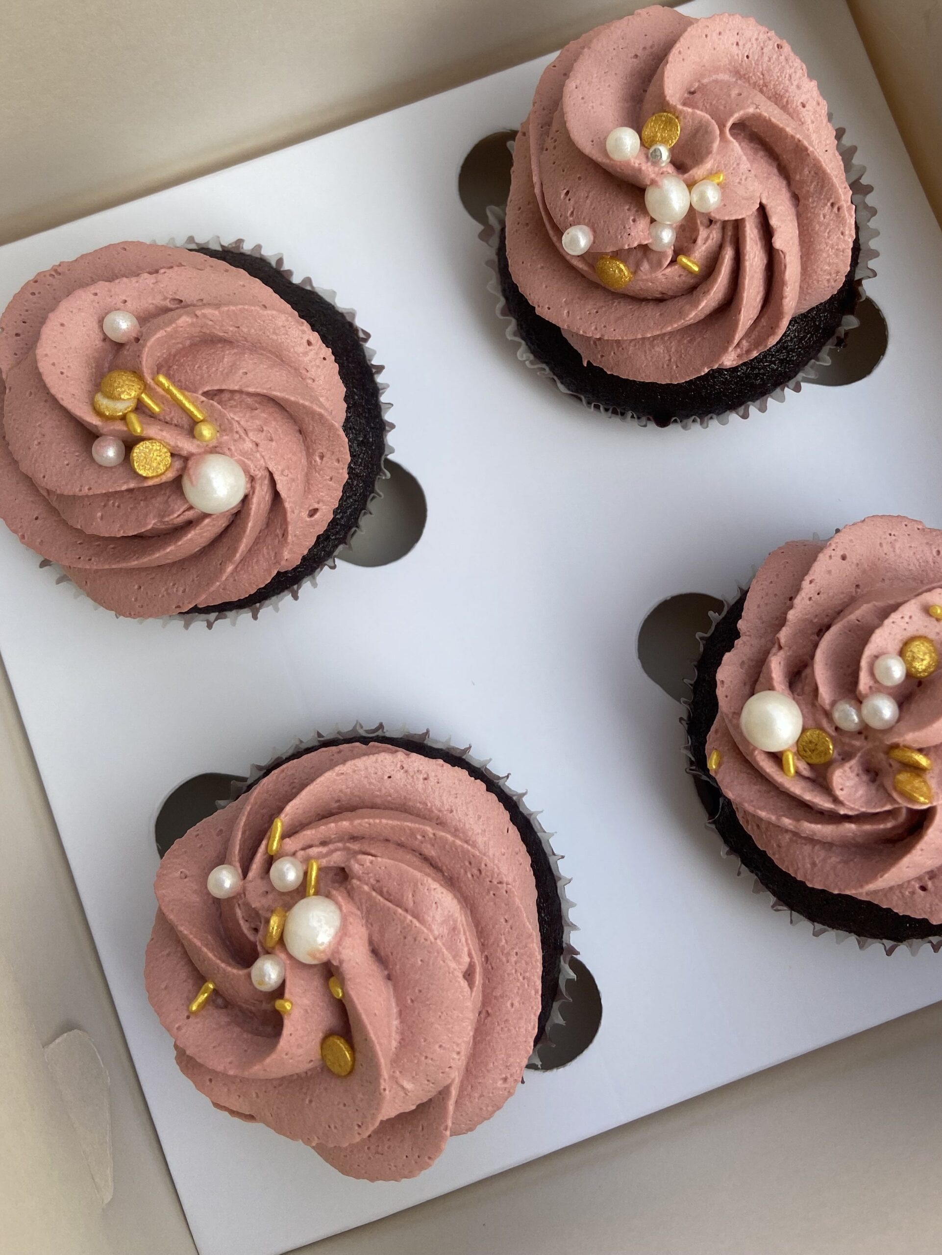 Dusty rose cupcakes with sprinkles - customized birthday cakes at Salz Bakes